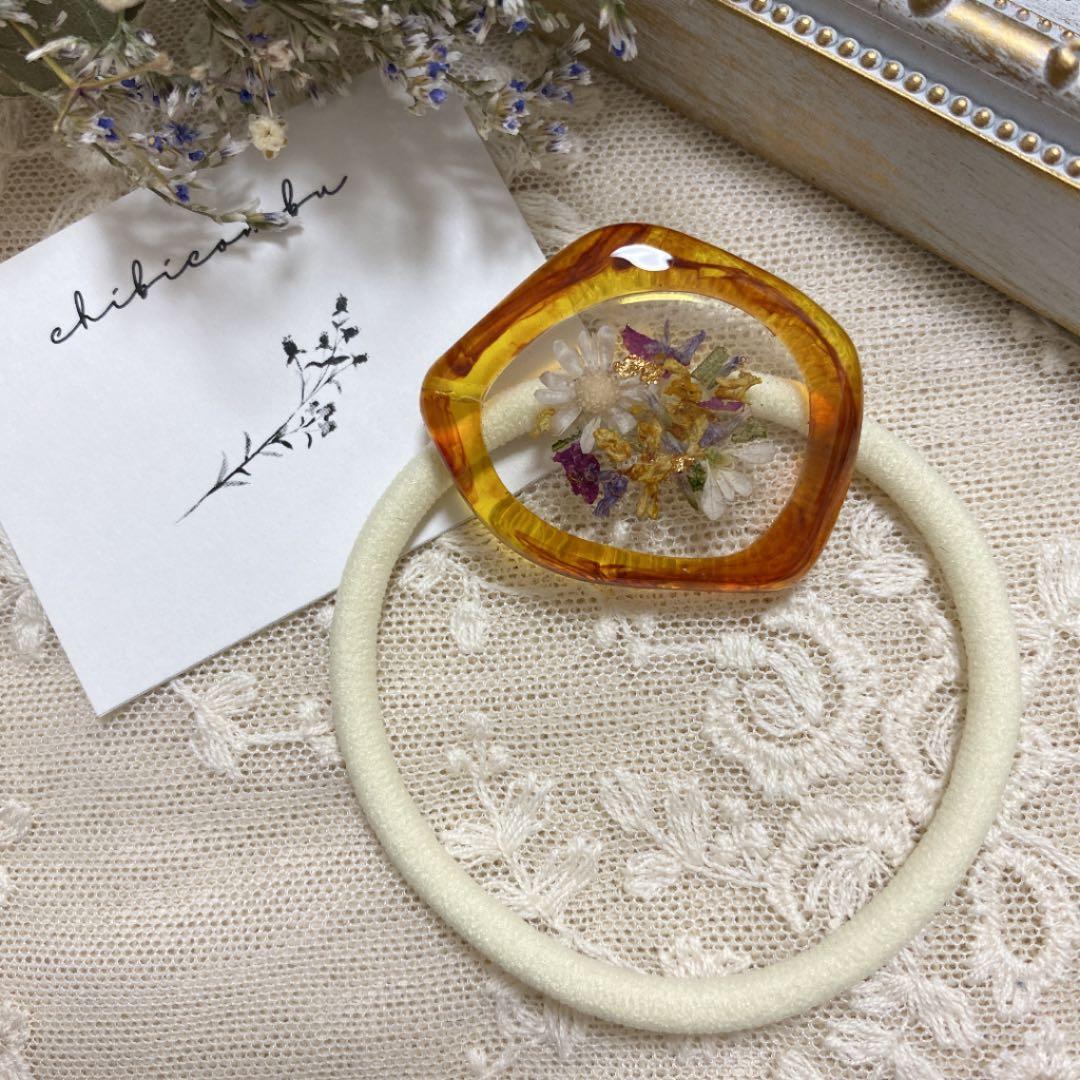 ハンドメイド　レジン　お花　ヘアゴム　ポニーフック　ブローチ　no.149