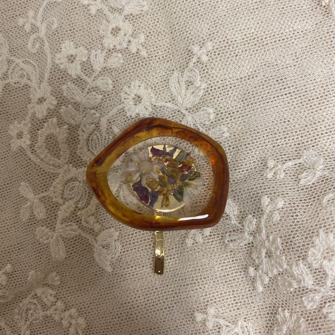 ハンドメイド　レジン　お花　ヘアゴム　ポニーフック　ブローチ　no.149