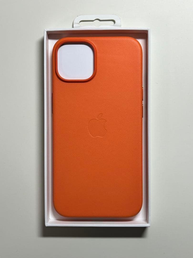 【新品】純正 iPhone 14 レザーケース・オレンジ①