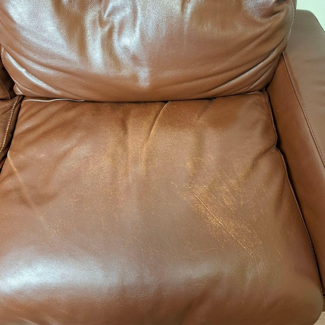 無印良品 ソファ 2.5シーターレザーフェザー ブラウン ヘッドレスト付 送料込