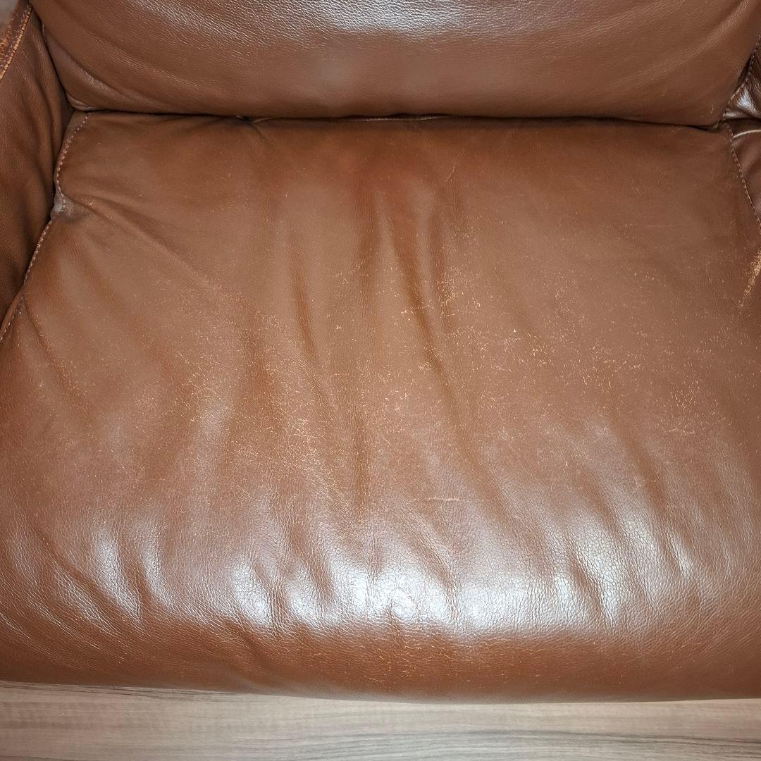 無印良品 ソファ 2.5シーターレザーフェザー ブラウン ヘッドレスト付 送料込