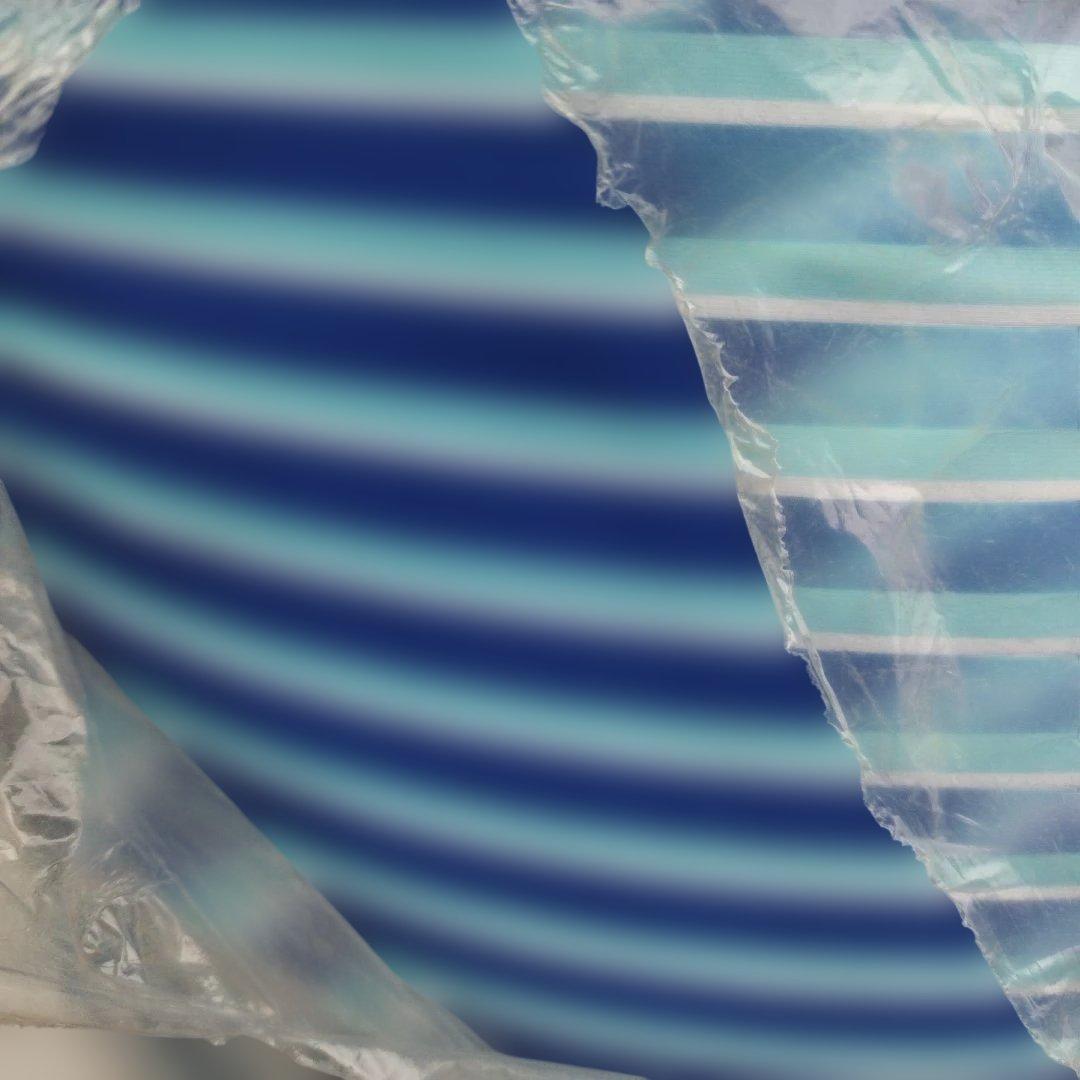 ヨギボービーズソファ青ボーダー