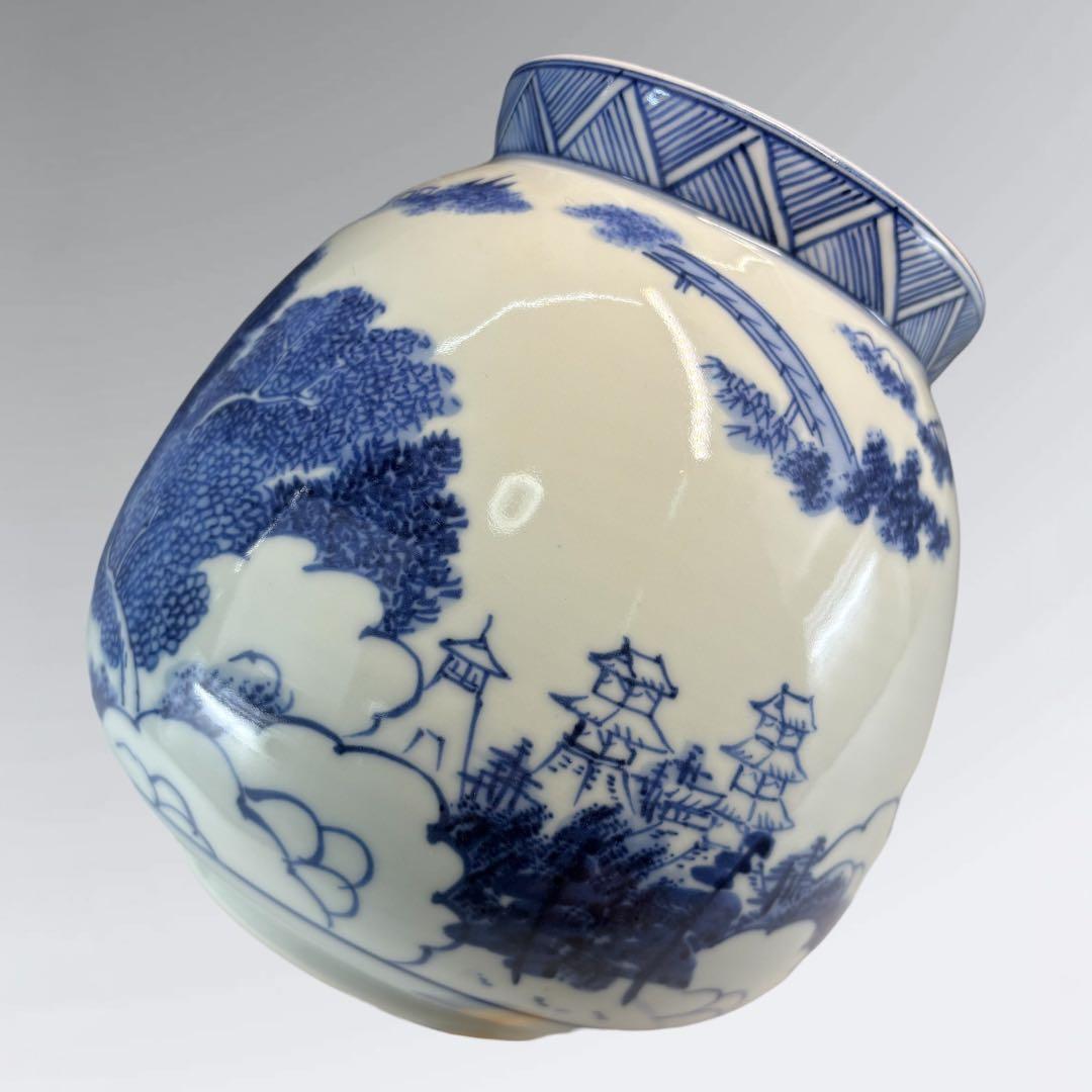 【中古品】茶道具　加藤藤城造　染付水指（共箱）