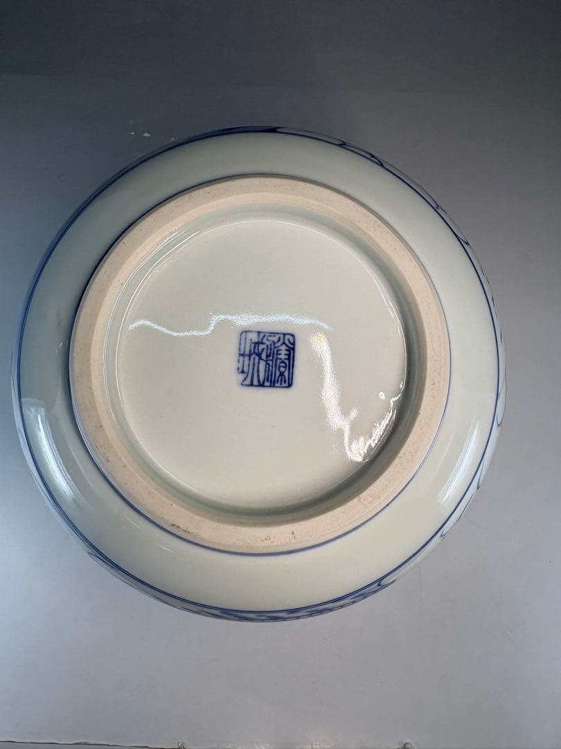 【中古品】茶道具　加藤藤城造　染付水指（共箱）