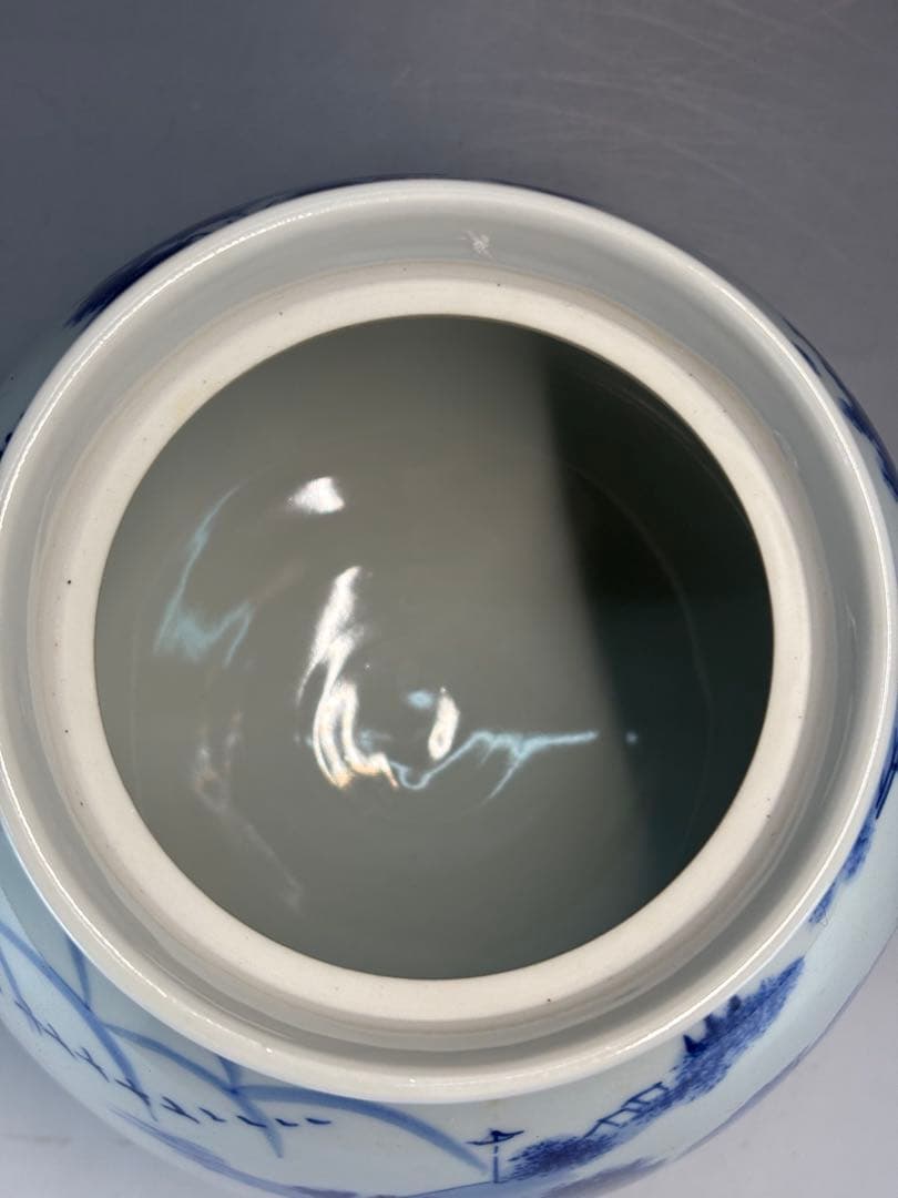 【中古品】茶道具　加藤藤城造　染付水指（共箱）