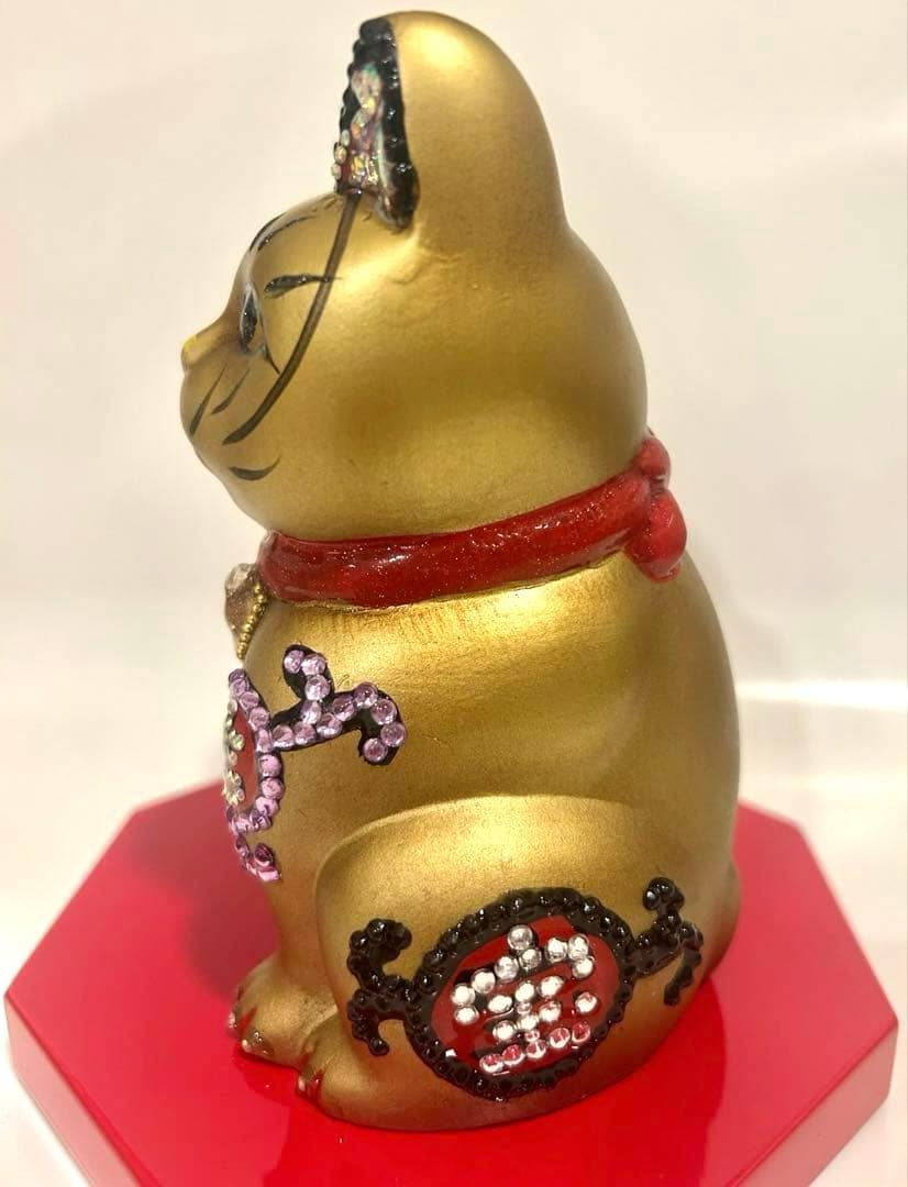 招き猫 デコ スワロフスキー風 金運 開運 商売繁盛 開店祝い　ブラック