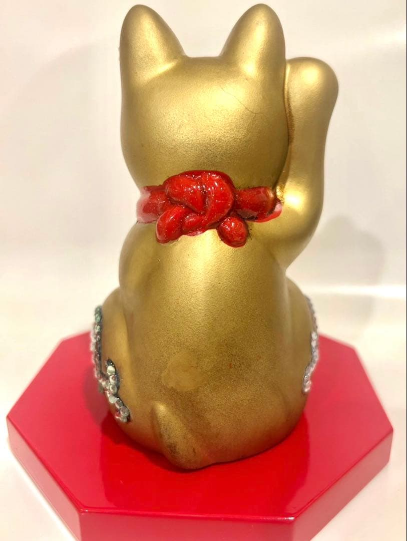 招き猫 デコ スワロフスキー風 金運 開運 商売繁盛 開店祝い　ブラック