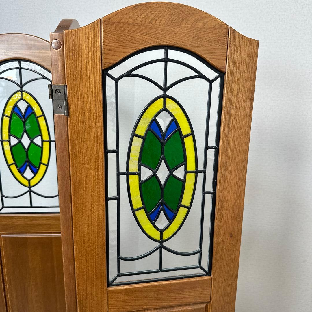 【展示品】ステンドグラス パーテーション 衝立 間仕切り 英国スタイル i1※