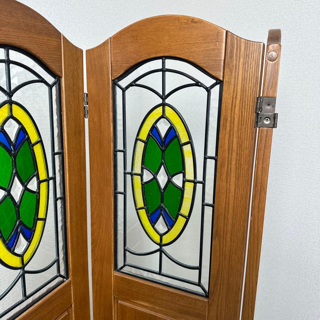 【展示品】ステンドグラス パーテーション 衝立 間仕切り 英国スタイル i1※