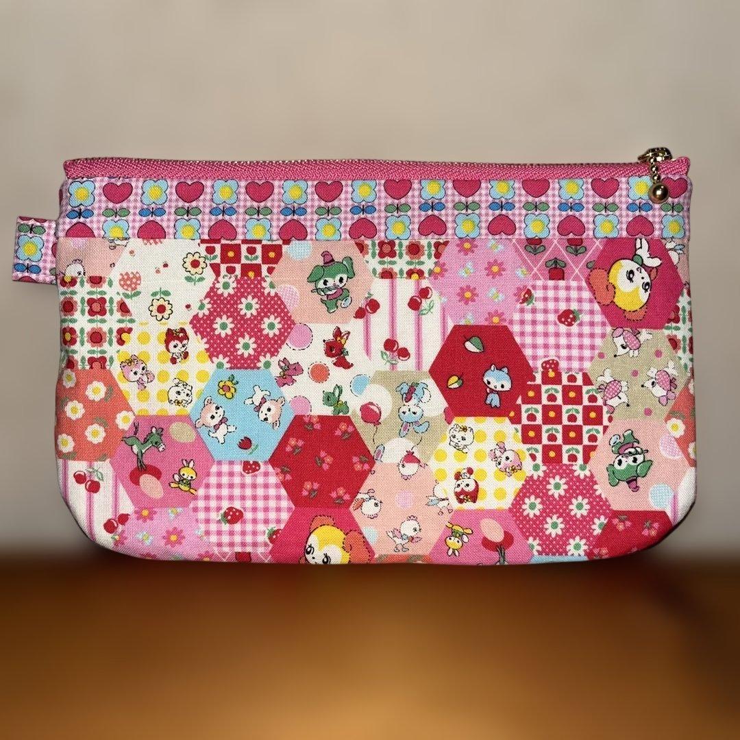 ❣️専用です❣️★425★プチハニー＊ヘキサゴン柄〈ピンク〉20㌢フラットポーチ