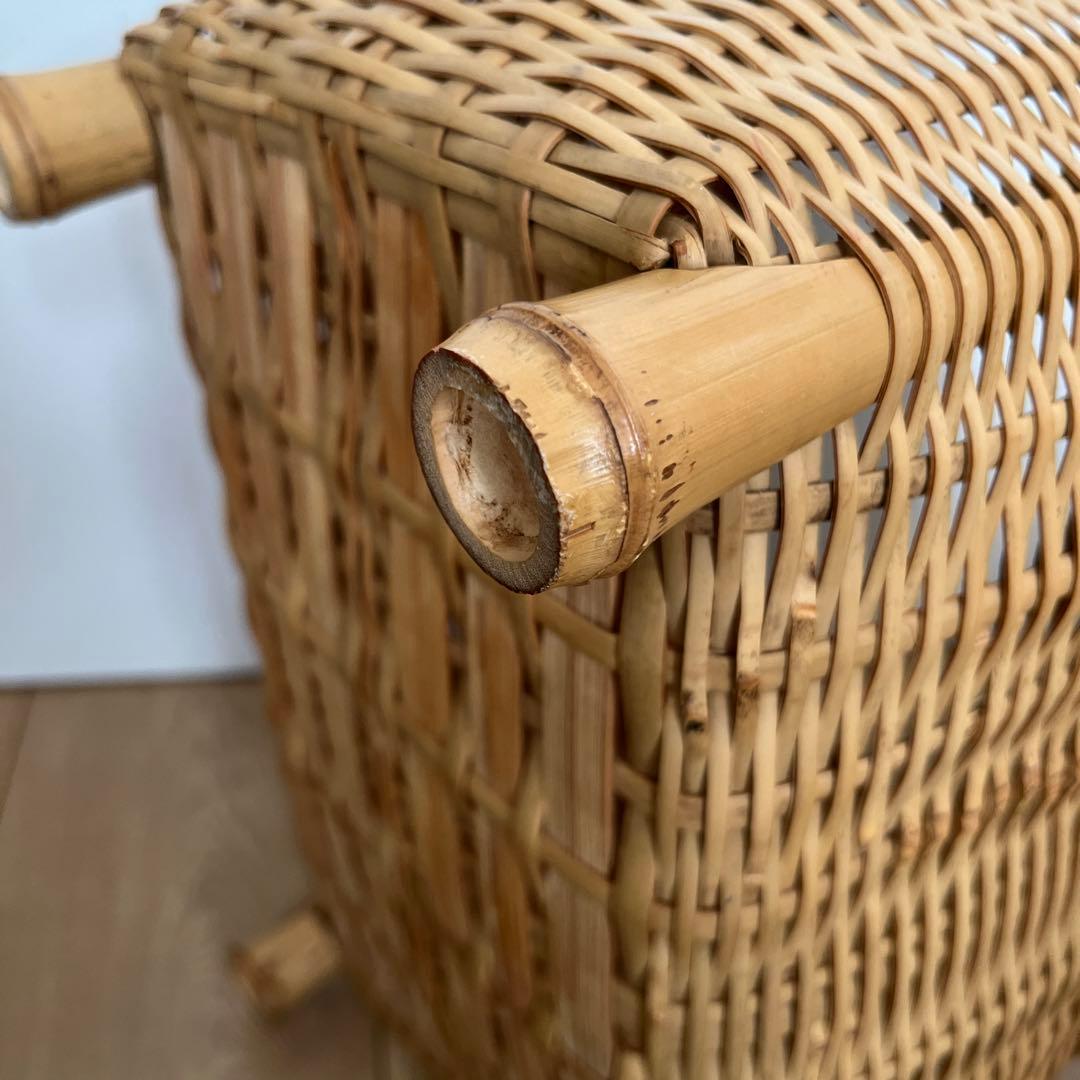 持ち手付き竹かご 和モダン