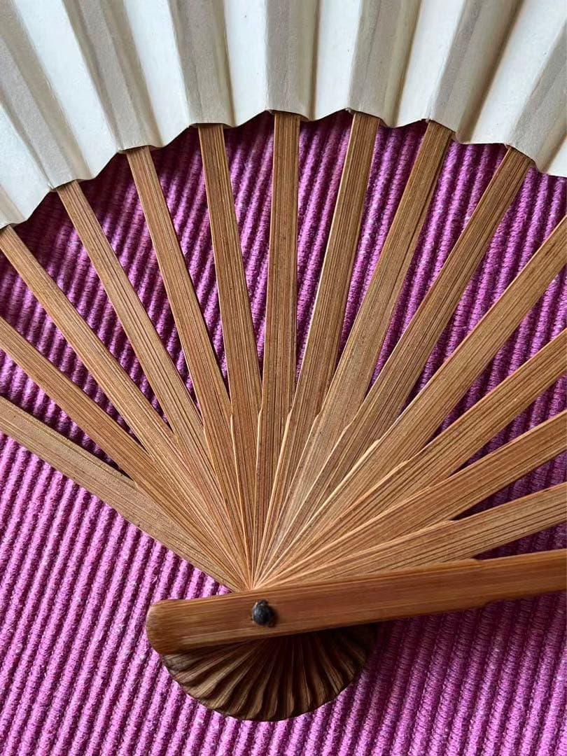 中国の竹扇 国色天香 銘有り