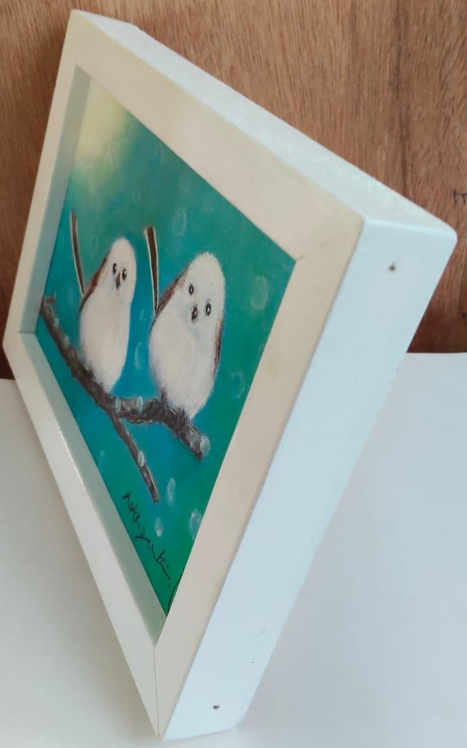 油絵　森の小宇宙（シマエナガ) 洋画家 池畠 史幸 新作.真筆画