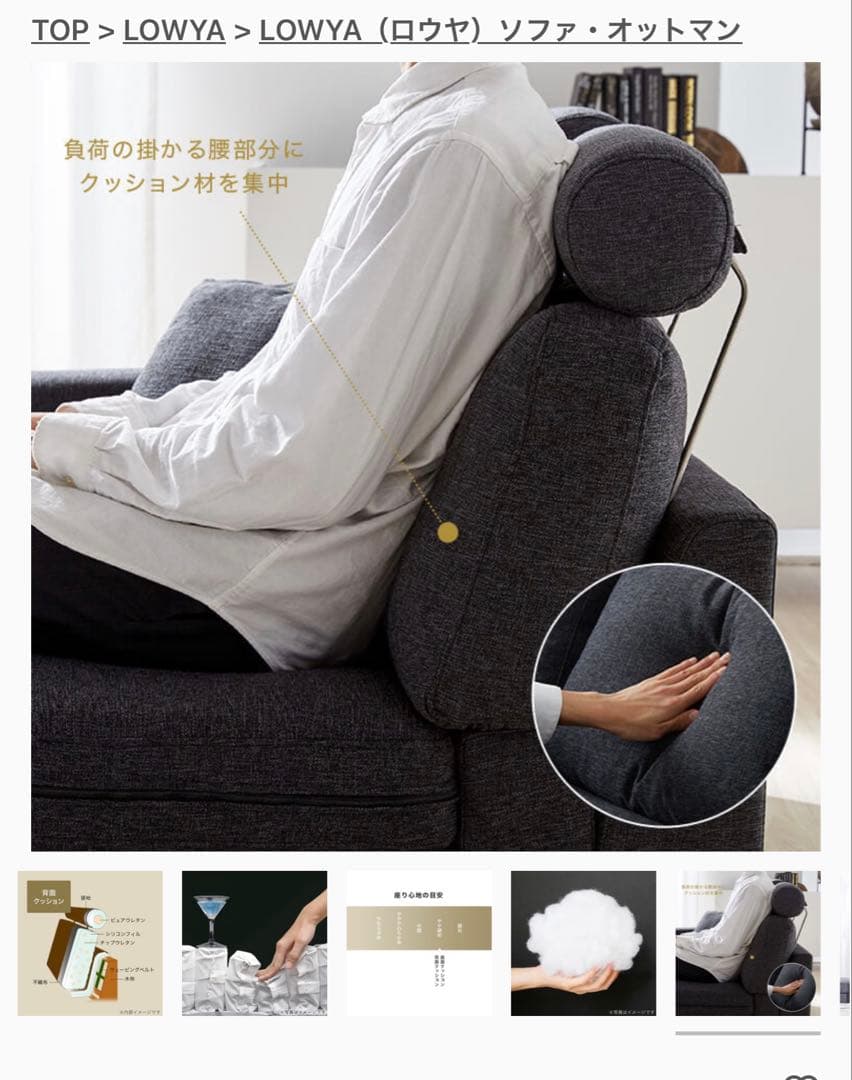 LOWYA 高級ソファ セット　ダークグレー