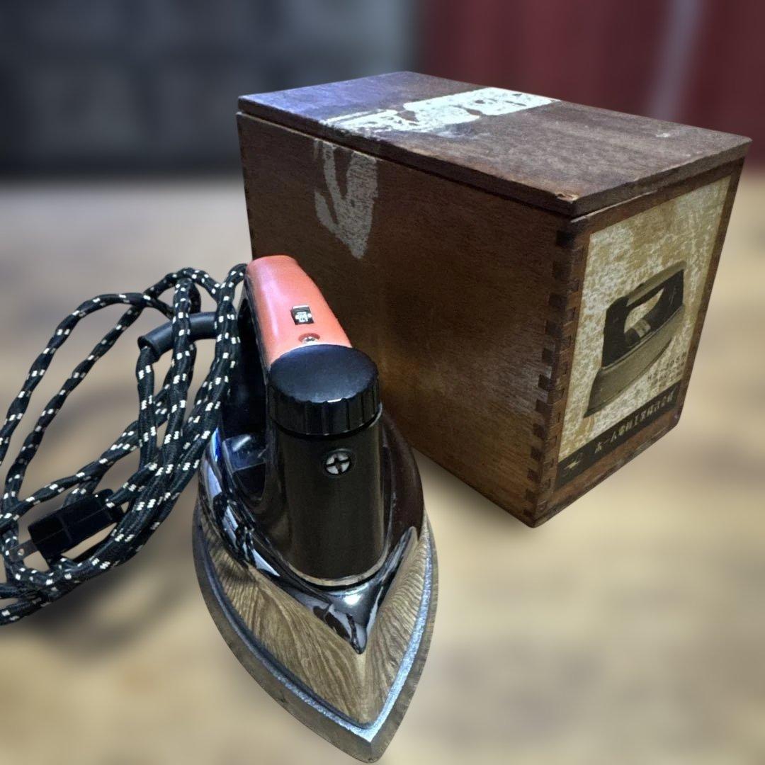 【希少・動作確認済】昭和レトロ ホーム電気工業 アイロン HS-305 木箱付き