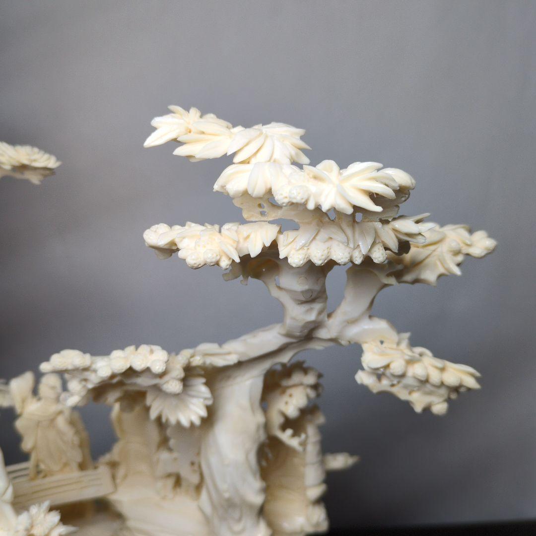 中国美術 八仙 桃源郷 細密彫刻 置物 高さ約42cm