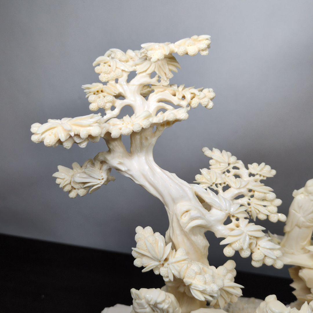 中国美術 八仙 桃源郷 細密彫刻 置物 高さ約42cm