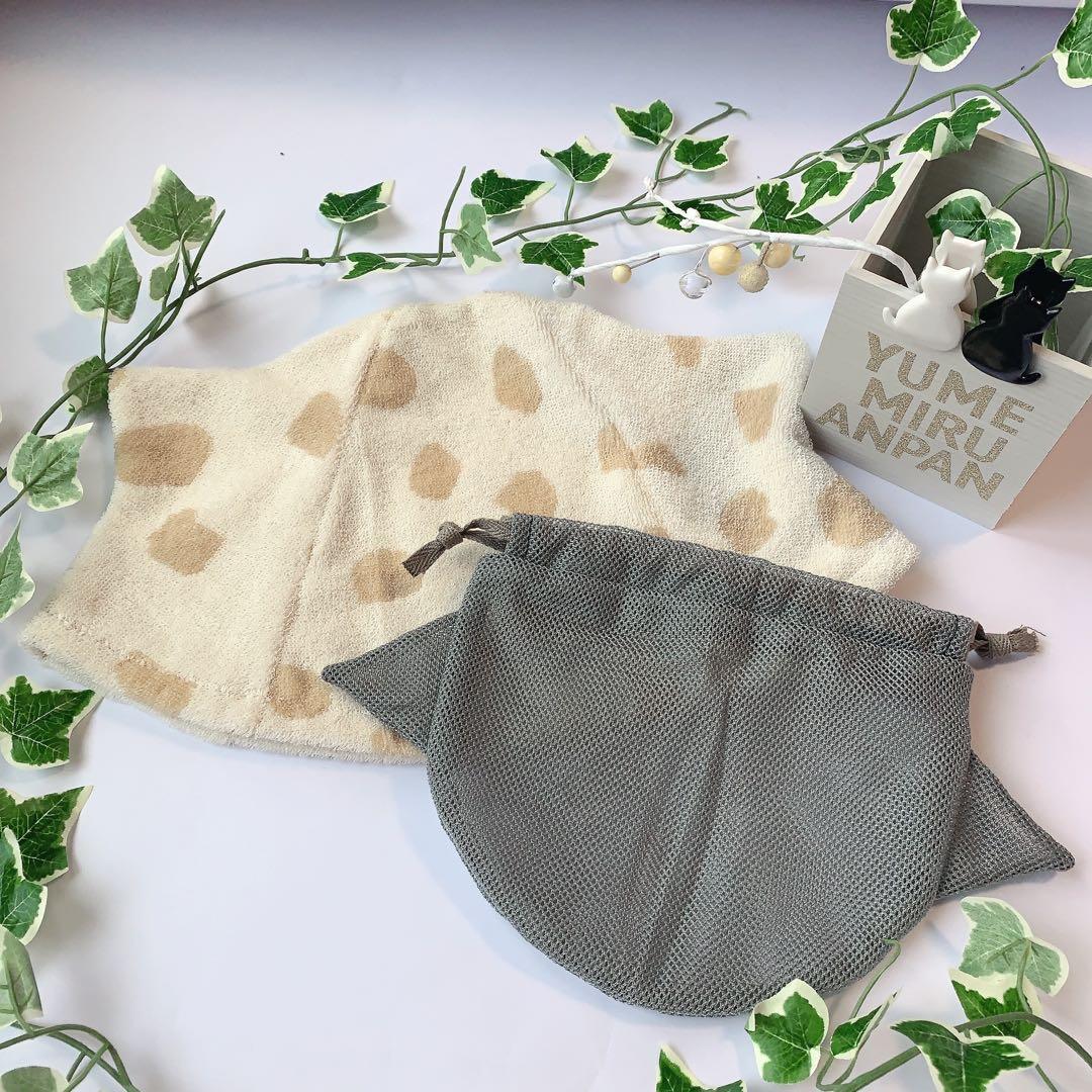 予約品　ネコ耳　メッシュ巾着　グレー　おふろ　サウナ　サウナハット