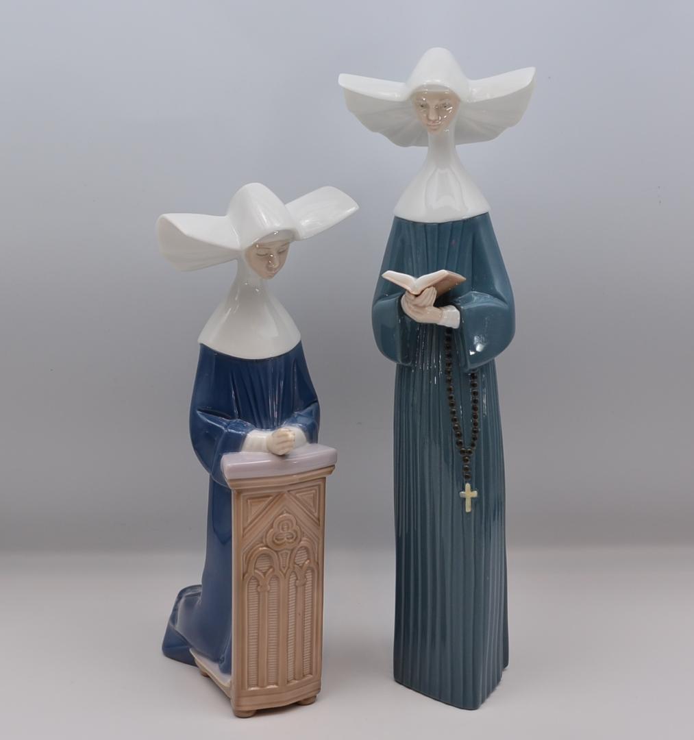 祈る尼僧／祈りのひと時　リヤドロ人形　２体セット　スペイン　光沢仕上げ　絶版