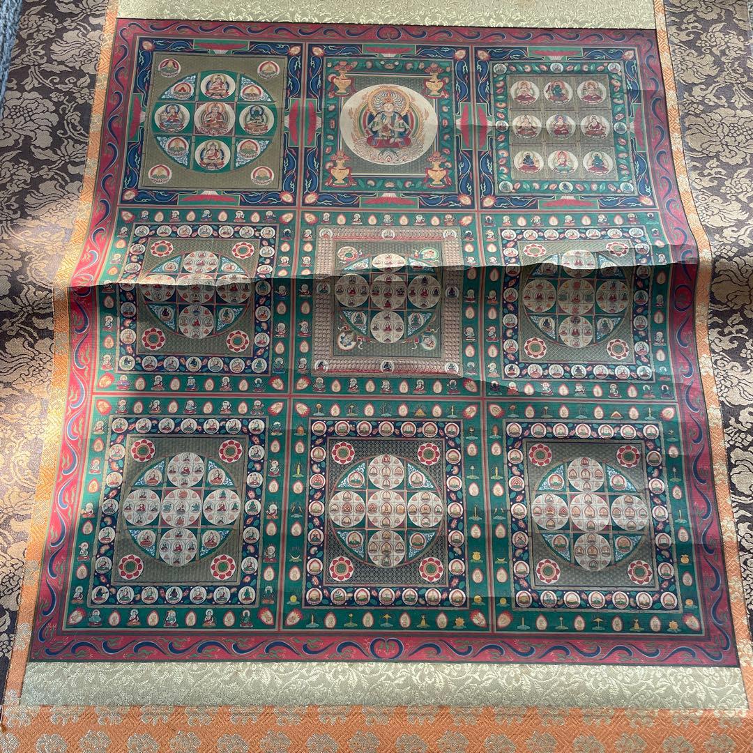 江*)様 胎蔵界曼荼羅 金剛界曼荼羅 両界曼荼羅 工芸印刷 仏画 掛け軸 天然木