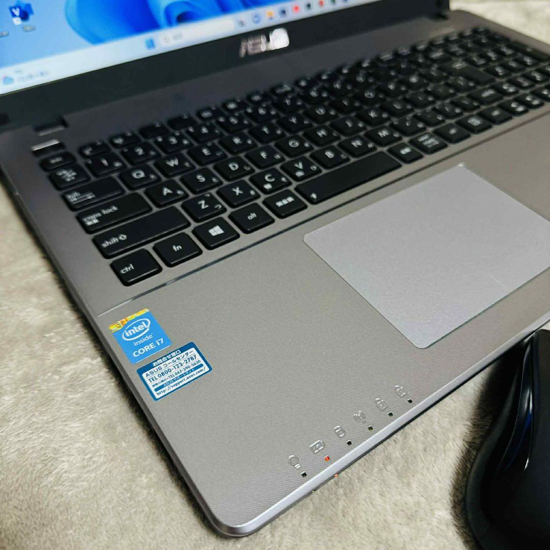 S265 ASUSノートパソコンi7メモリ8G高速SSD WEBカメラWin11