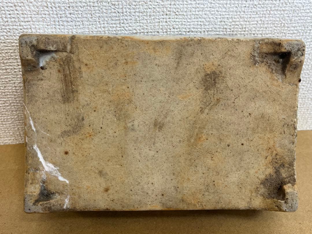 中国美術清時代 青花花卉丸文長方水盤 唐物水盤 植木鉢 盆栽鉢 盆器