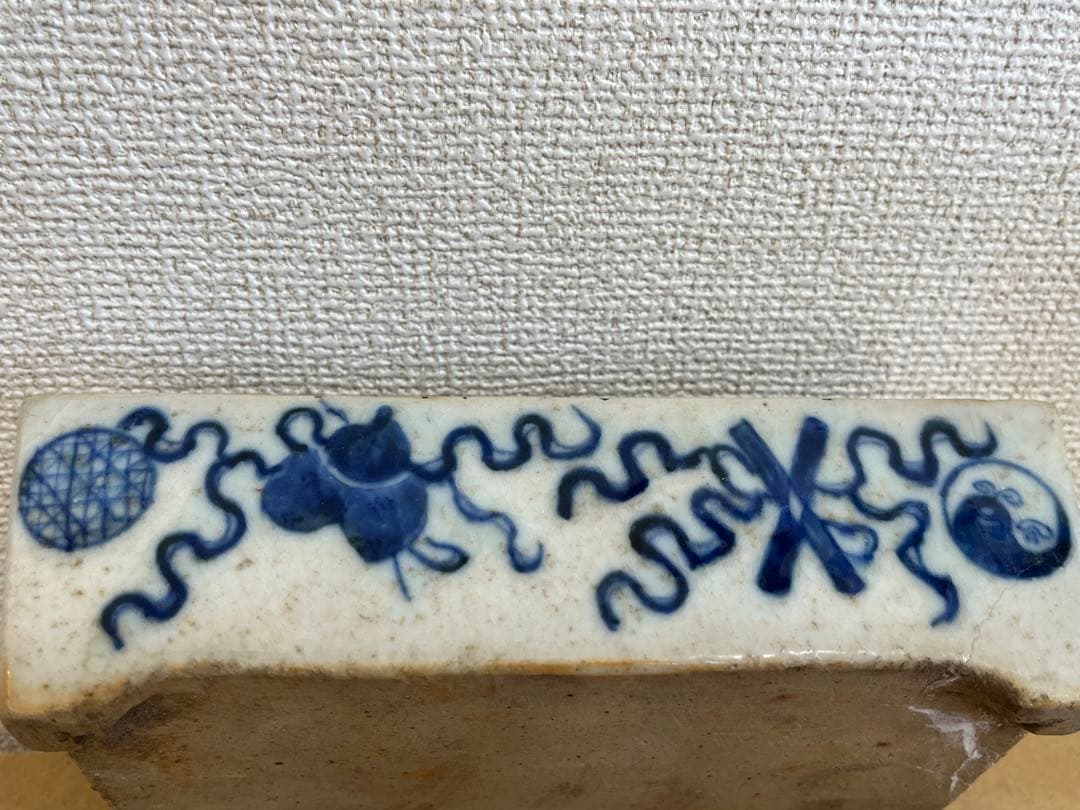 中国美術清時代 青花花卉丸文長方水盤 唐物水盤 植木鉢 盆栽鉢 盆器