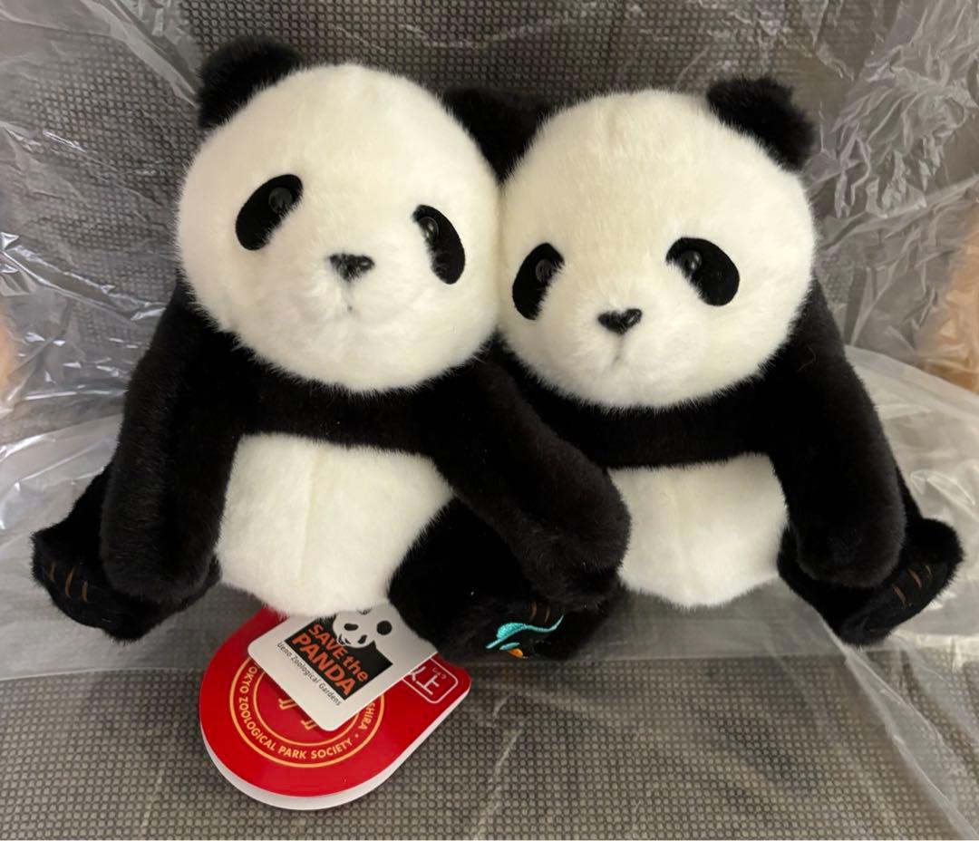 【2品セット】上野動物園　パンダ　ぬいぐるみ シャオシャオ　レイレイ　缶クッキー