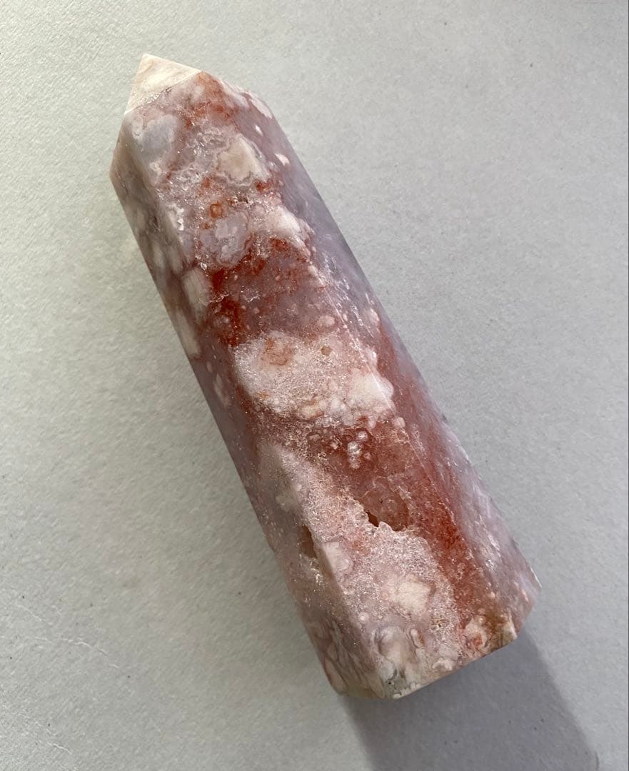 高品質ピンクアメジスト桜瑪瑙共生　ポイント　六角柱