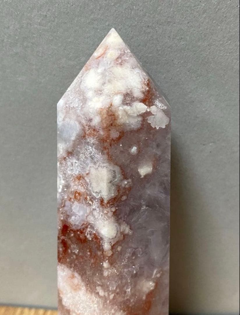 高品質ピンクアメジスト桜瑪瑙共生　ポイント　六角柱