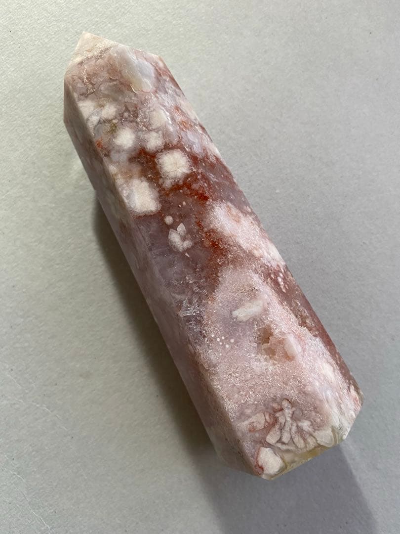 高品質ピンクアメジスト桜瑪瑙共生　ポイント　六角柱