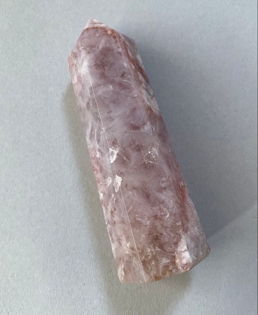 高品質ピンクアメジスト桜瑪瑙共生　ポイント　六角柱