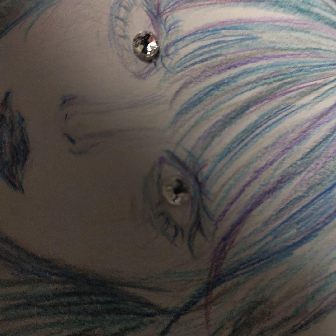 手描きポートレート ビーズ装飾