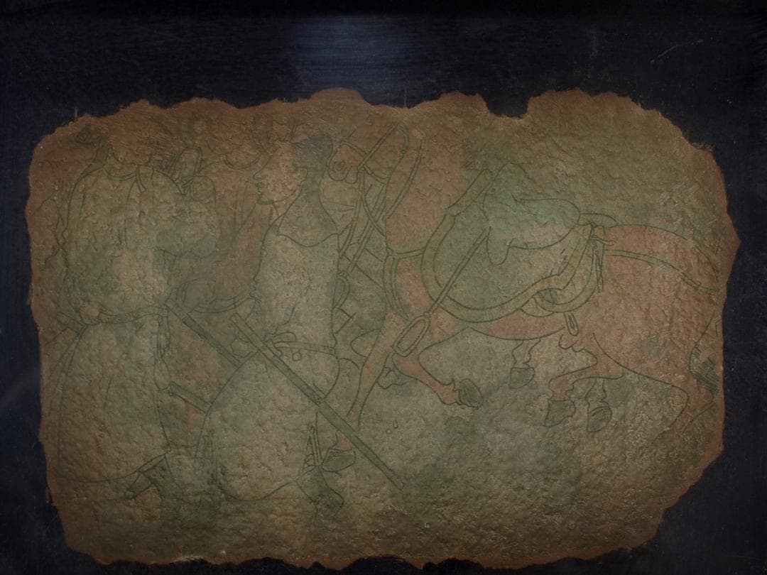 骨董市掘り出し品 中国唐時代　敦煌莫高窟壁画 彩絵発掘品AK1782A9-3