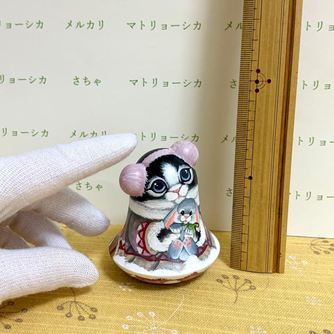 マトリョーシカ　猫　おきあがりこぼし　ロシア　ニコラエヴァ　手描き