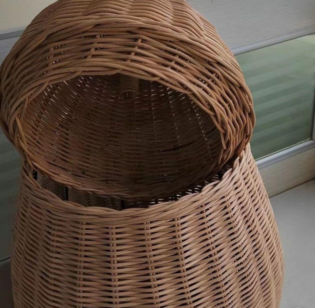 置くだけでかわいい◎洋梨型ラタン編みバスケット Lサイズ