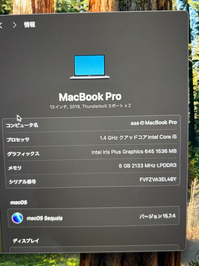 MacBook pro 2019 13インチ ジャンク