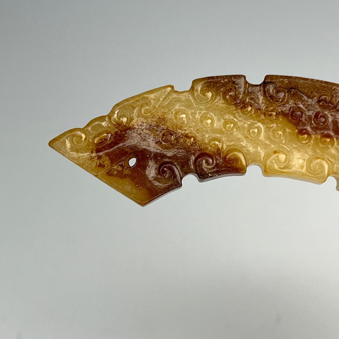 黄玉如意紋璜 和田玉 古玉 古玉擺件 中国古玩 中国美術 唐物骨董 砡製彫刻玉珩