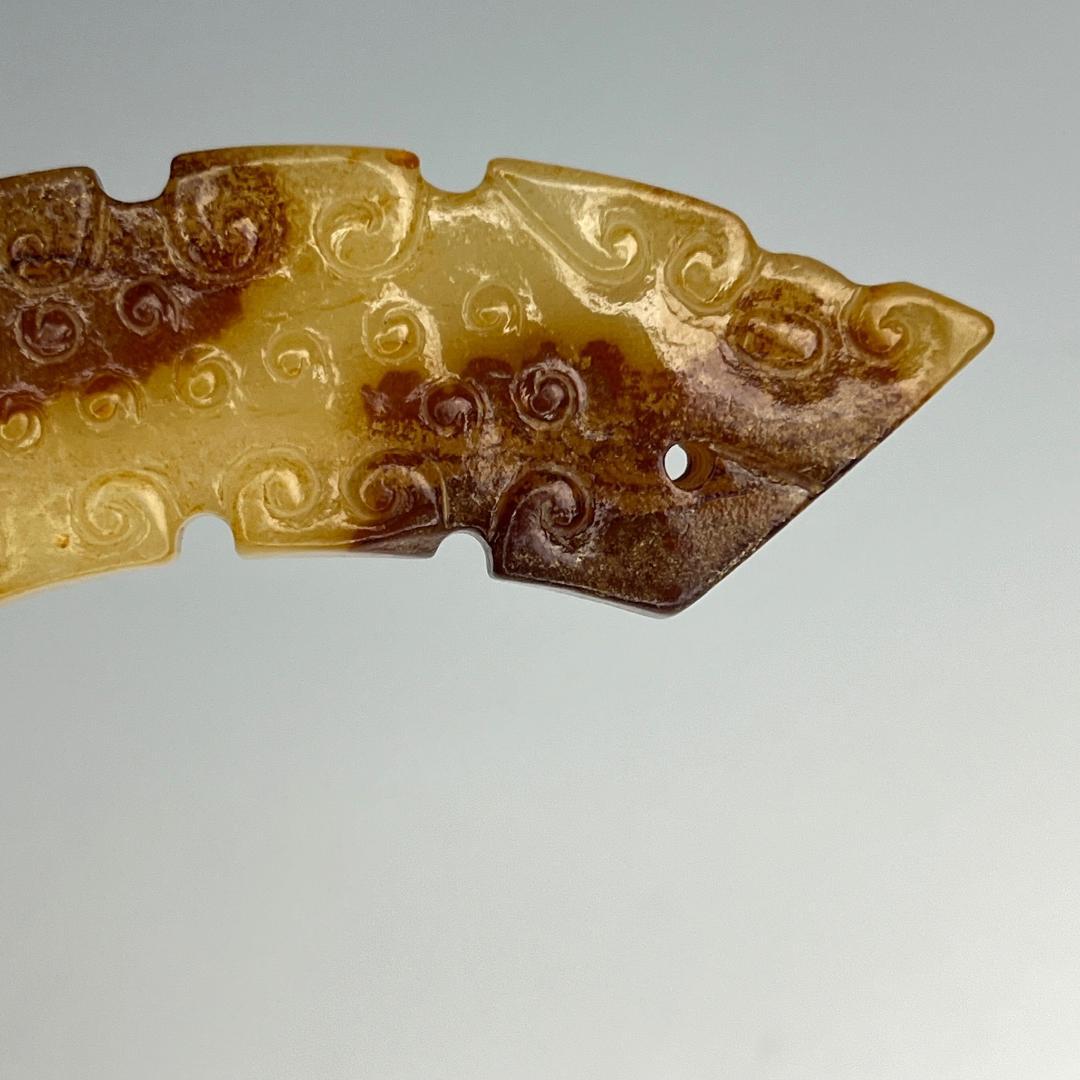 黄玉如意紋璜 和田玉 古玉 古玉擺件 中国古玩 中国美術 唐物骨董 砡製彫刻玉珩