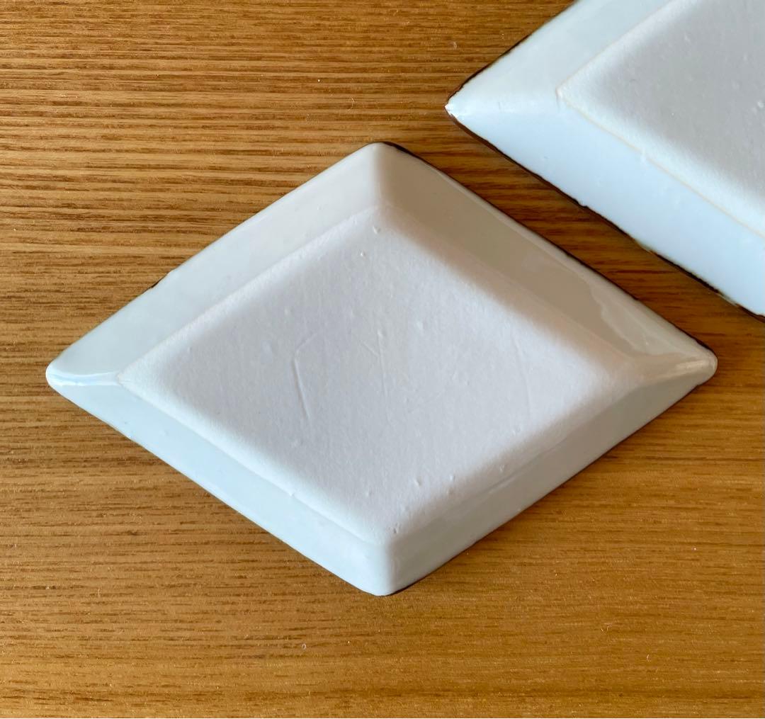 【未使用品】内村七生 桜文鳥 シナモン文鳥 シルバー文鳥 菱形豆皿　3点セット