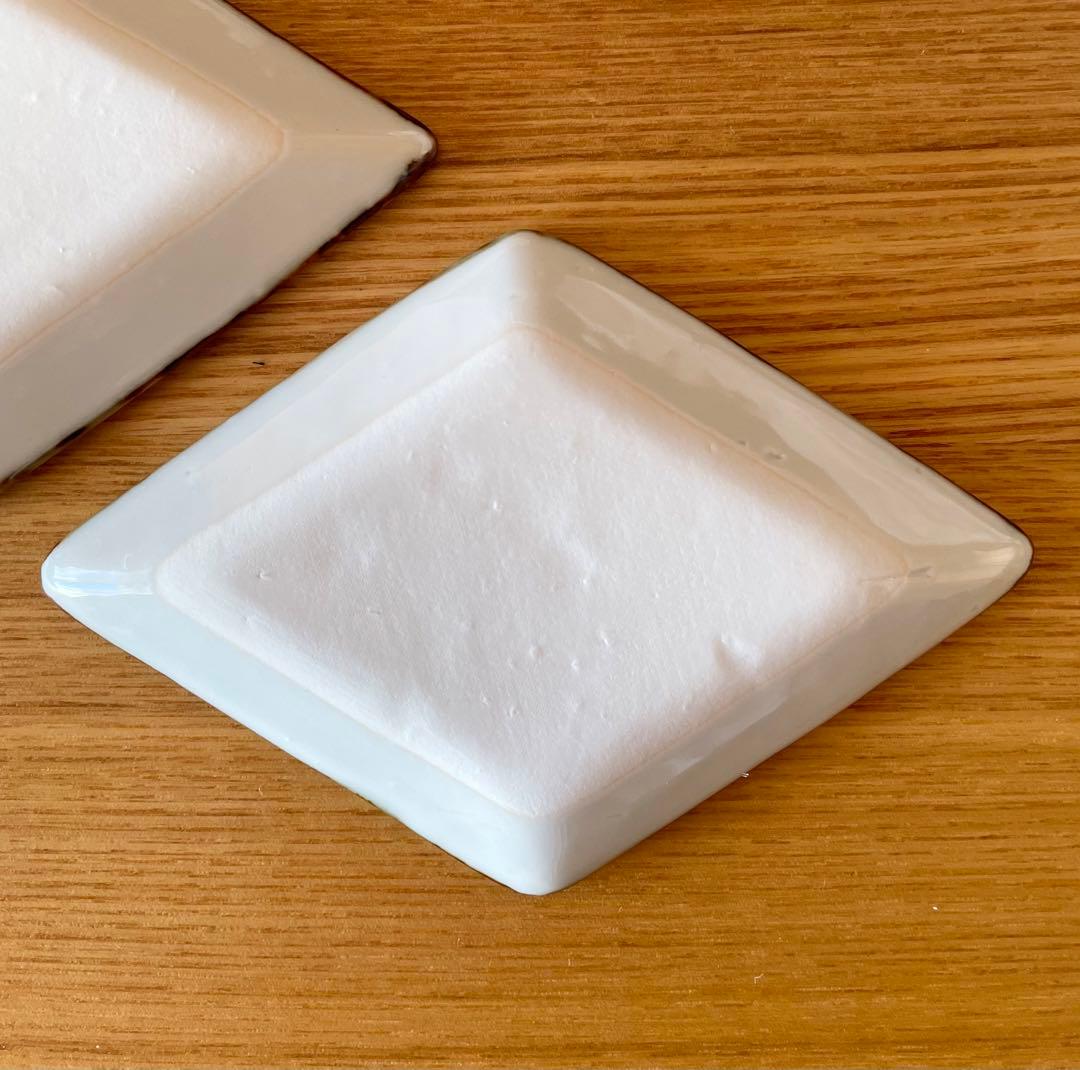 【未使用品】内村七生 桜文鳥 シナモン文鳥 シルバー文鳥 菱形豆皿　3点セット