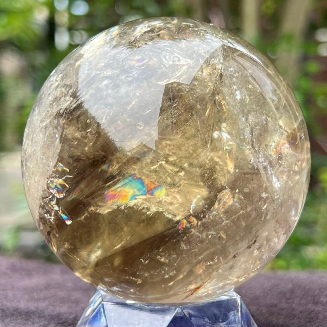 ✳️専用‼️【幸運の石】✨綺麗な虹とファントム✨レインボー シトリン 丸玉 天然石