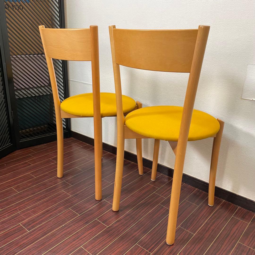 座面張替え済み イタリア製 IMS SRL チェア 2脚セット ナチュラル