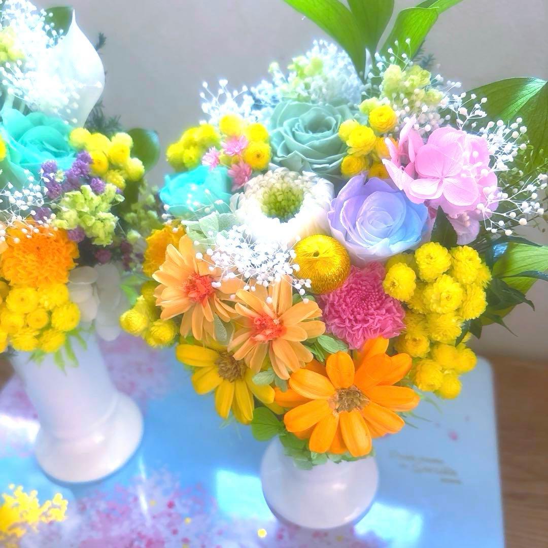 【プリザーブドフラワーお供え花♡仏花♡】輪菊・ローズ・八重ジニア♡