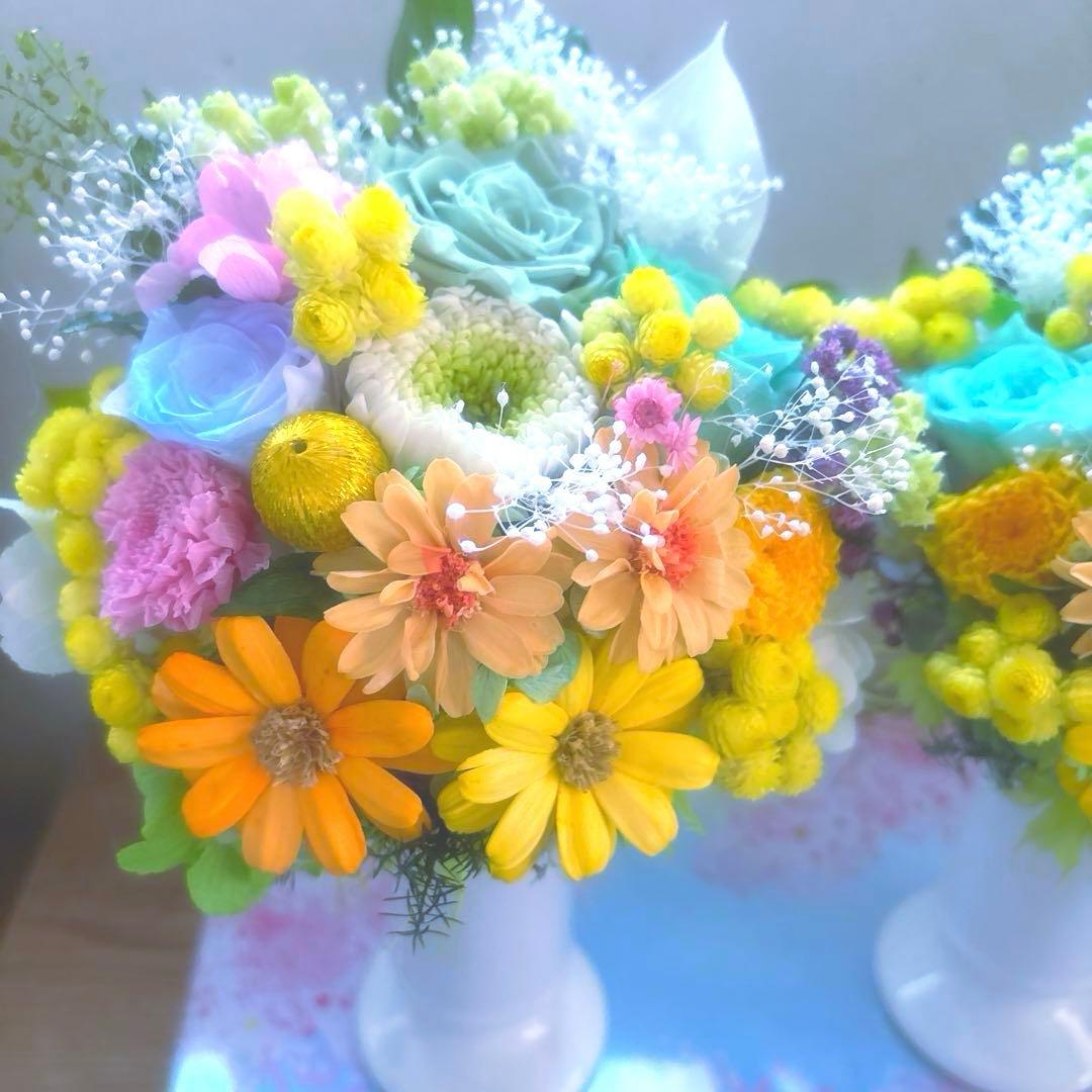 【プリザーブドフラワーお供え花♡仏花♡】輪菊・ローズ・八重ジニア♡