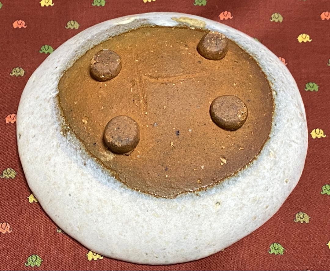 希少　レトロ品　布目付き4点台付き銘付き小皿　4枚セット