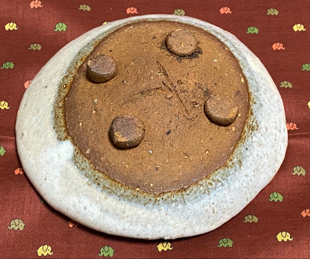 希少　レトロ品　布目付き4点台付き銘付き小皿　4枚セット