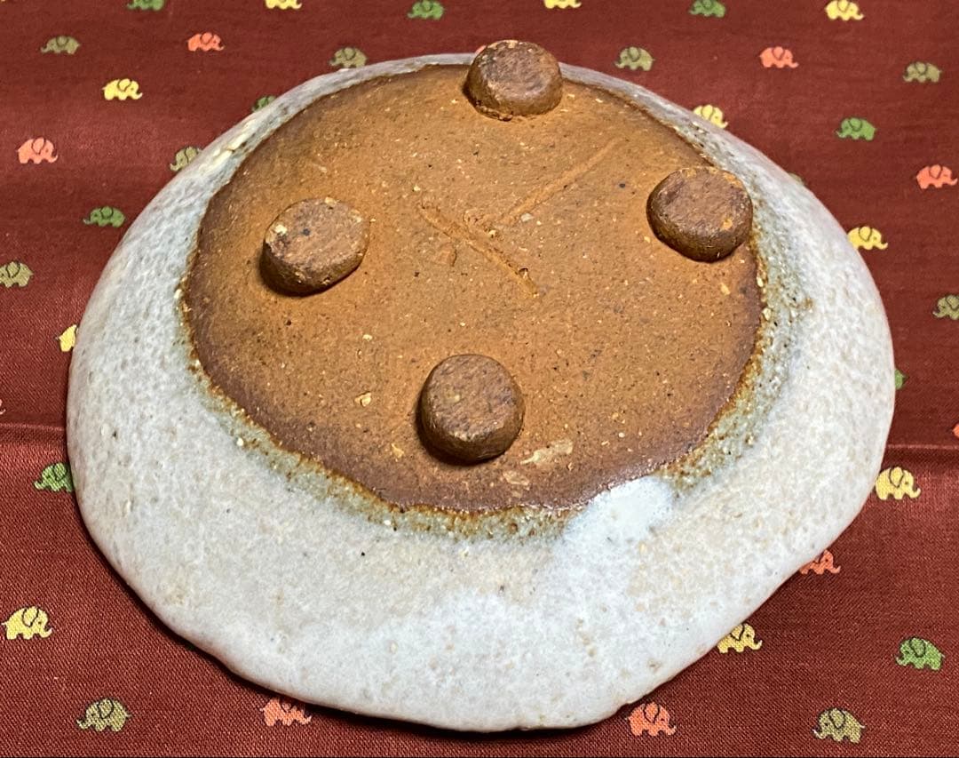 希少　レトロ品　布目付き4点台付き銘付き小皿　4枚セット