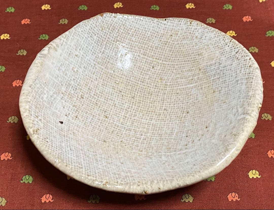 希少　レトロ品　布目付き4点台付き銘付き小皿　4枚セット