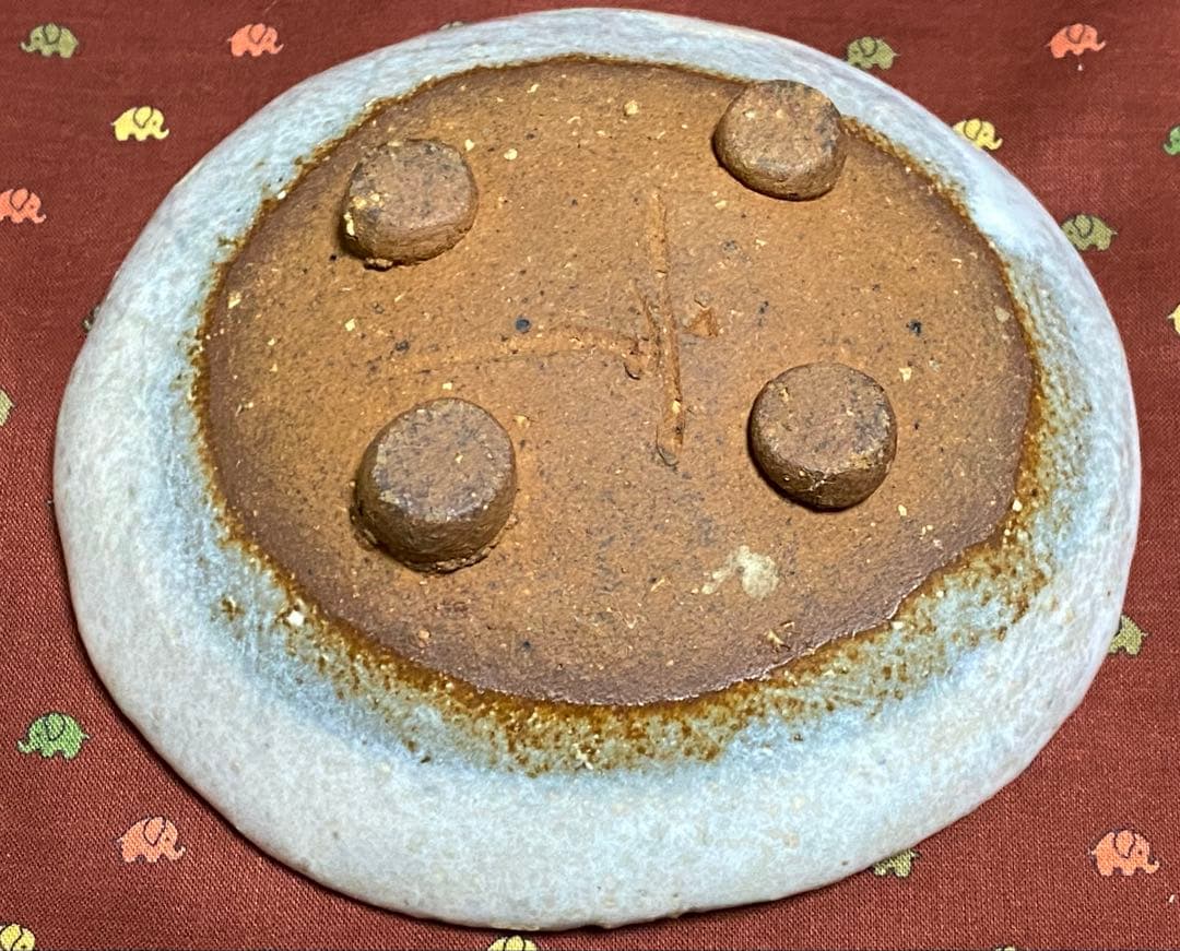 希少　レトロ品　布目付き4点台付き銘付き小皿　4枚セット